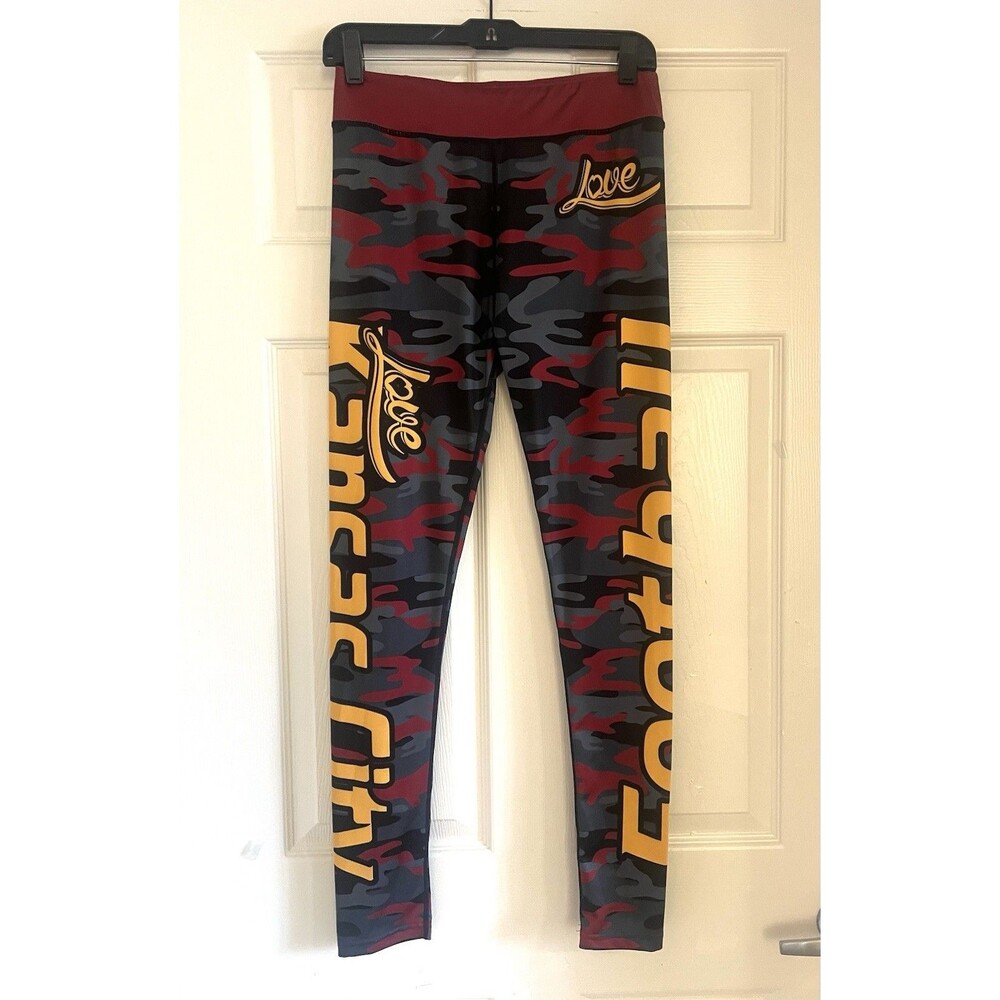 XLusion Kansas City Football Camo Leggings Womens Size M Game Day Athleisure EUC